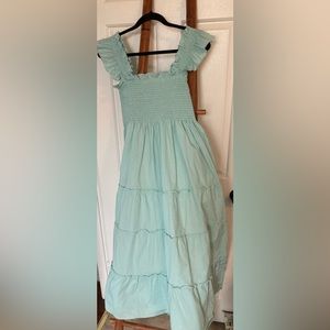 Hill House The Ellie Nap Dress in Bay Blue Poplin, L